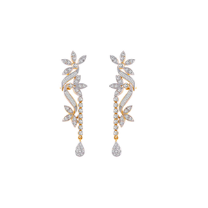 18KT (750) Yellow Gold And Solitaire Jhumki Earrings For Women