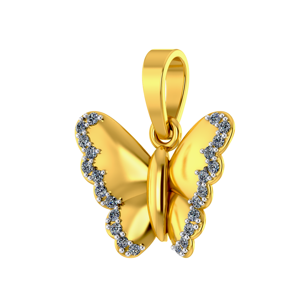 18K Butterfly Diamond Gold Pendant