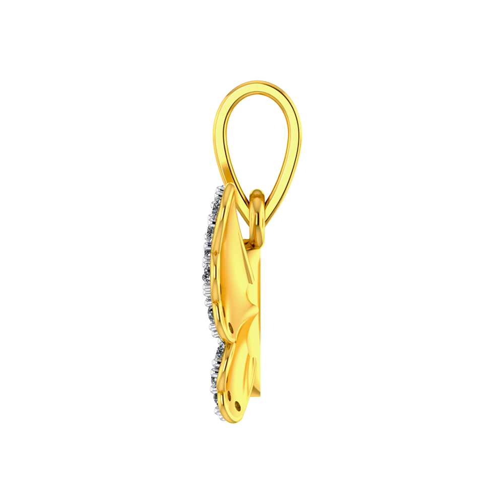 18K Butterfly Diamond Gold Pendant