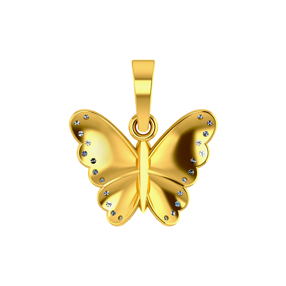 18K Butterfly Diamond Gold Pendant