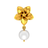 18K gold pendant with a five-petal floral design and a pearl