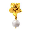 18K gold pendant with a five-petal floral design and a pearl