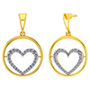 Beautiful 18K diamond circular earrings with a heart shape design in it