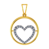 18K diamond pendant with diamond-studded heart in the centre of a circle