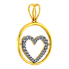 18K diamond pendant with diamond-studded heart in the centre of a circle