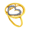18k Diamond Ring With A Diamond-studded Heart Inside A Concentric Circle On Top