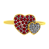 Heart shaped 18K diamond ring with diamond and ruby intricate detailing