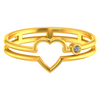 Double-banded 18K diamond ring with a heart on top  