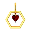 Hexagonal 18K gold pendant with a American diamond-studded mini heart