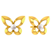 Butterfly shaped 18K gold earrings with a pearl centre 