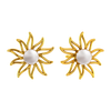 18K Gold earrings in the shape of a sun with pearl design