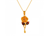 22K Leafy Flower Pendant Gold Necklace 