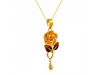 22K Leafy Flower Pendant Gold Necklace 