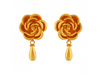 Beautiful 22K Rose Shape Gold Earrings With A Tear Drop Detail