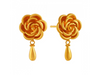 Beautiful 22K Rose Shape Gold Earrings With A Tear Drop Detail