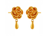 Beautiful 22K Rose Shape Gold Earrings With A Tear Drop Detail