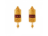 Meenakari Style 22K Rectangle Shape Gold Earrings With A Spherical Detail