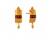 Meenakari Style 22K Rectangle Shape Gold Earrings With A Spherical Detail