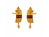 Meenakari Style 22K Rectangle Shape Gold Earrings With A Spherical Detail