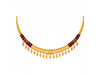 22k Gold choker necklace with small hanging beads and maroon detailing