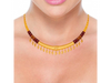 22k Gold choker necklace with small hanging beads and maroon detailing