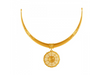 Uniquely crafted 22k gold choker with a round pendant