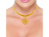 Uniquely crafted 22k gold choker with a round pendant