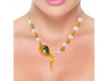 Exquisite 22K Gold & Pearl Necklace with Peacock feather detailing