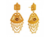 Distinctively Designed 22K Gold Earrings In Meenakari Style 