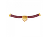 22k Choker necklace with maroon beads and meenakari work