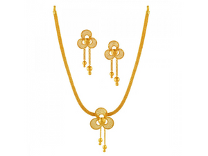 Simple And Classy 22k Gold Necklace Set Floral Design