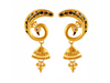 Peacock shaped 22K Gold Jhumka Earrings with Meenakari Work