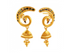 Peacock shaped 22K Gold Jhumka Earrings with Meenakari Work