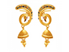 Peacock shaped 22K Gold Jhumka Earrings with Meenakari Work