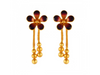 Floral 22K Gold Drop Earrings with Meenakari Work