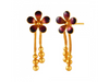 Floral 22K Gold Drop Earrings with Meenakari Work