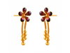 Floral 22K Gold Drop Earrings with Meenakari Work