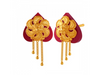 Paan-shaped Pola Earrings Adorned With 22K Flower Shape Gold