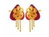 Paan-shaped Pola Earrings Adorned With 22K Flower Shape Gold