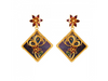 Lovely Diamond Shape Pola Earrings With Intricate Gold Details