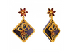 Lovely Diamond Shape Pola Earrings With Intricate Gold Details