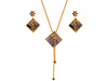 Majestic Diamond shape 22K Gold Jewellery Set In Meenakari Style