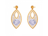 22K Exclusive Jali Work Gold Earrings with Colourful Rose Detailing