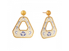 22K Intricate Jali Work Gold Earrings with Colourful Floral Detailing