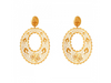 22K Ellipse shaped Floral Gold Earrings with Ravelled Jali Work