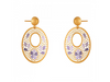 22K Circular Jali Work Gold Earrings with Colourful Floral & Leafy Detailing