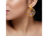 22K Circular Jali Work Gold Earrings with Colourful Floral & Leafy Detailing