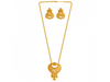 Delicate Tear Drop Shape 22K Gold Jewellery Set With Jali Work