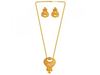 Delicate Tear Drop Shape 22k Gold Jewellery Set With Jali Work