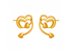 Lovely 22K Gold Stud Earrings With Heart Shape Details